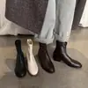 Botines lisos minimalistas y atemporales, nuevas botas versátiles de punta redonda con tacón grueso y suela silenciosa, talla de exportación con cremallera trasera, corte ajustado
