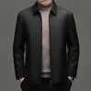 Jaqueta Masculina de Inverno com Lapela Casual de Negócios em Algodão Quente de Inverno com Forro Contém 20% de Seda de Amora Jaqueta de Algodão para Meia-Idade