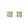 Nuevos Pendientes de Perla Turquesa Azul Estilo Chino Pendientes Estéreo de Flor de Cuatro Hojas Pendientes de Moda Elegantes de Gama Alta de Nicho para Mujer