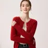 Cárdigan 100% Cachemir Puro para Mujer Cuello Redondo Manga Larga Tejido Versátil Estilo Coreano Suéter de Estilo Suave Suéter de Cachemir Ropa de Abrigo