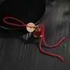 Colgante de Campana de Moneda Tallada de Madera de Azufaifo Rayada por un Rayo con Espíritu de Montaña y Cordón, Colgante para Bolso Estilo Chino, Llavero de Coche