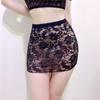 Meiyujia Encaje Transparente Fino Falda Transparente Ajustada a la Cadera para Mujer Sin Forro Minifalda 2319