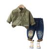 Ropa para niños Traje de primavera para niños 2025 Nuevo bebé Niños Primavera y otoño Camisa estilo occidental Dos piezas Bebé Manga larga Moda