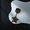 Qinggu insignia de pin de abanico militar antiguo insignia de pin de corona estrella de cinco puntas una generación de pelo