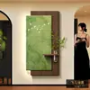 Pintura Decorativa de Entrada Estilo Medieval, Pintura de Luz LED de Alto Padrão, Pintura em Arenito, Plantas Verdes Hidropônicas, Arte de Parede para Corredor de Entrada