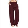2022 Amazon Ebay Aliexpress Wish Pantalones Casuales de Lino Sueltos de Pierna Ancha para Mujer de Talla Grande Europea y Americana