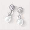 RAKOL - Pendientes de perlas elegantes y sencillos de alta calidad para mujer, estilo europeo y americano, con microincrustaciones de circonitas, para novia