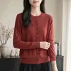 Chaqueta Corta de Punto de Botones Multicolor para Mujer, Nueva Versátil Otoño 2026 Cuello Redondo Cardigan Sintético, Top Versátil Gris