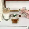 Taza de Café Libiins Iced Americano Latte Moda Simple Exquisita Alta Calidad Vidrio con Rayas Verticales Taza Doméstica para Beber Agua