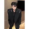 Temporada de Primavera y Otoño Estilo de Nicho Deconstruido de Alta Gama para Hombre Tendencia Cremallera Fresca Diseño de Hebilla de Avión Oscura Chaqueta