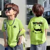 Camiseta de verano de algodón puro para niños, elegante de manga corta, nuevo modelo de verano 2026 para niños, camiseta casual deportiva moderna y genial estilo coreano para niños