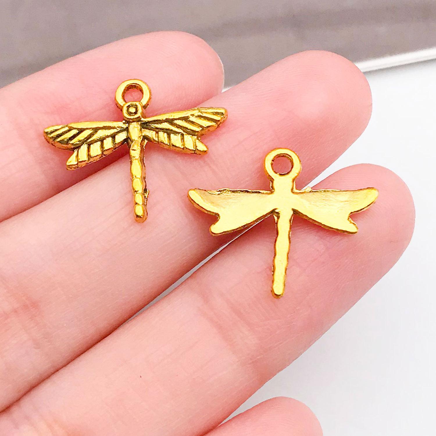 20181-M-古金锌合金昆虫蜻蜓19.5x16mm-0.7