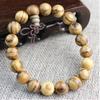 Pulsera de madera de agar de Vietnam al por mayor de fábrica, pulsera de cuentas de Buda de madera de hundimiento de arena blanca, joyería para parejas para hombres y mujeres, regalo, textura natural