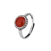 Anillo de Plata S925 con Encanto de Cristal de Aguamarina Natural y Ágata para Mujer, Sencillo y Moderno, Fabricante Transfronterizo al por Mayor