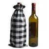 2026 Tela Cuadros Navideños Transfronteriza Bolsa para Vino Decoración Festiva Bolsa de Regalo con Cordón Bolsa de Empaque para Vino de Arpillera con Cordón