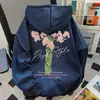 Sudadera con Capucha Gruesa de Terciopelo Diseño Estilo Coreano para Mujer Otoño e Invierno Estampado Creativo Holgada Moda Casual Chaqueta Cardigan