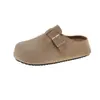Pantuflas Retro Birkenstock de Dedo para Mujer con Mayor Altura 2025 Nueva Moda Otoño Piel Nobuk Suela Gruesa Birkenstock Medias Pantuflas