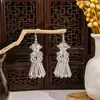 [Selección Premium] Pendientes Estilo Étnico de Minorías Vintage con Plata de Minorías Étnicas, Pendientes Largos Colgantes Florales Estilo Bohemio Único