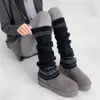 Calcetines holgados estilo coreano Fair Isle para otoño e invierno, tejido grueso con diseño de copo de nieve, adelgazantes y cálidos, calcetines grises para fitness y yoga para mujer