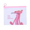 Bolsa con cremallera y aro de PE para venta al por mayor, estampado de leopardo rosa, caricatura, estuche de papelería esmerilado, bolsa de almacenamiento para joyas pequeñas, artículos de uso diario