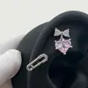 Dientes Internos 1.0 Pin Clavo de Hueso de Oreja Lazo Rosa Amor Nicho Accesorios para Oreja Temperamento Sentido Avanzado Pclip con Diamante