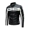 Chaqueta de cuero de moda con costuras transfronterizas para hombre, nueva chaqueta de cuero de motociclista, talla grande, para hombre, Amazon