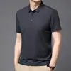 Polo Masculino para Negócios Cor Sólida Gola Quadrada Manga Curta Primavera e Verão Estilo Coreano Casual Moda Jovem Top Masculino Estiloso