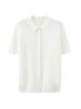 2025 Novo Estilo de Verão Cardigan Tricotado com Gola Polo em Fio de Papel Japonês Manga Curta Feminino Cor Pura Solto Elegante Versátil Top