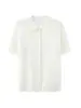 Cardigan Tricot Elegante Simples Fresco Versátil Bordado de Pônei Emagrecedor Gola Reversível Botão Manga Curta Camiseta Polo Feminina