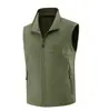 Colete Softshell Masculino com Gola Alta para Uso Externo Casual, Pesca, Roupa de Trabalho, Corte Slim, Múltiplos Bolsos, Zíper, Colete 288