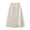 Top de Linho Misturado Sem Mangas Midi Marca Z Dupla Face Europeu e Americano Ins Saia Feminina Venda Quente Transfronteiriça Aliexpress Meio Comprimento Za