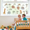 Pegatinas Personalizadas de Animales del Bosque en Color Morandi para Puertas y Ventanas de Cristal, Calcomanías de Cristal de Adhesión Estática con Visibilidad Doble Cara