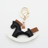 Cartoon Rocking Horse Bolsa Pingente Criativo PU Chaveiro Pequeno Trojan Pendurado Couro Cartoon Algodão Pônei Pingente