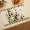Decoraciones populares para fiestas navideñas en stock: Manteles individuales estilo occidental con estampados de renos y muñecos de nieve, resistentes al calor, versátiles para otoño e invierno, hechos de poliéster