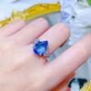 Nuevo estilo lujo ligero estilo Argyle anillo de moda con diamantes rosas acuamarina gota de agua forma de pera tesoro de color anillo abierto al por mayor