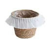 Macetas tejidas, floristería, flores frescas, cestas para arreglos florales, juegos de plantas suculentas, recipientes para arreglos florales, cestas de flores con borde de malla y cubos decorativos