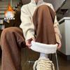 Inverno 2023 Novo tamanho plus size masculino de caxemira espessada quente veludo cotelê solto casual calça de moletom