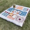 Esterilla de Picnic Bohemio, Manta Multifuncional de Camping con Borlas de Hilo de Algodón, Esterilla a Prueba de Humedad para Camping al Aire Libre en Stock
