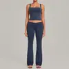 Novo conjunto de roupa de yoga com cintura dobrável justa, pregas invisíveis e design que levanta o bumbum para fitness e esportes, conjunto de duas peças 6012+2257