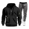 Sudadera con capucha para hombre de talla europea para primavera y otoño con cremallera, sudadera de múltiples bolsillos, conjunto de sudaderas casuales deportivas