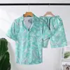 Conjunto deportivo tie-dye de seda helada para hombre, marca de moda de verano, elegante y holgado, camiseta de manga corta y pantalones cortos de playa, conjunto casual de dos piezas