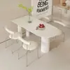 Juego de mesa y sillas de comedor de mármol blanco puro color crema, diseño moderno y minimalista, apto para apartamentos pequeños, mesa de comedor semicircular