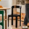 Mesa de Comedor y Sillas de Madera Maciza de Nogal Negro Antiguo Muebles de Diseño Vintage Francés Tocador para el Hogar Respaldo Taburete Redondo