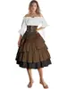 Disfraz Medieval para Mujer Pirata Retro Atuendo del Período Renacentista; Conjunto de Ropa Vikinga Plisada Multicapa para Mujer