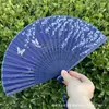 Leque Dobrável Estilo Antigo Transfronteiriço para o Verão, Estilo Chinês, Hanfu, Cheongsam, Leque Pequeno Dobrável de Bambu Portátil para Mulheres