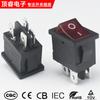 Interruptor Basculante Vermelho de 4 Pinos e 2 Velocidades Kcd1-104 com Luz 15*21mm Cqc Ce Cb Tuv Iec