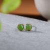 Pendientes de plata de ley Yilu S925 con cuentas redondas de jade hetiano, sencillos, pequeños y combinables, nuevos y elegantes pendientes chinos para mujer