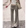 Calça Flare de Maternidade para Mulheres, Novo Estilo Primavera 2026, Tamanho Petite, Calça Drapeada, Cintura Alta, Calça de Maternidade Emagrecedora