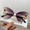 Nueva Moda Europea y Americana Personalizada Sin Montura con Incrustaciones de Diamantes Forma de Mariposa Gafas de Sol Ins Celebridad de Internet Mismo Estilo Gafas de Sol de Moda