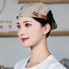 Gorro de chef de hotel, gorra de trabajo para camarero, sombrero unisex para tiendas de pasteles y té de leche, boina para cocina y catering con logotipo impreso